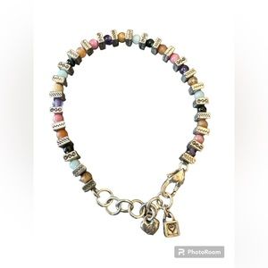 Brighton Colorful and Cool Beaded Bracelet with Silvertone Squares